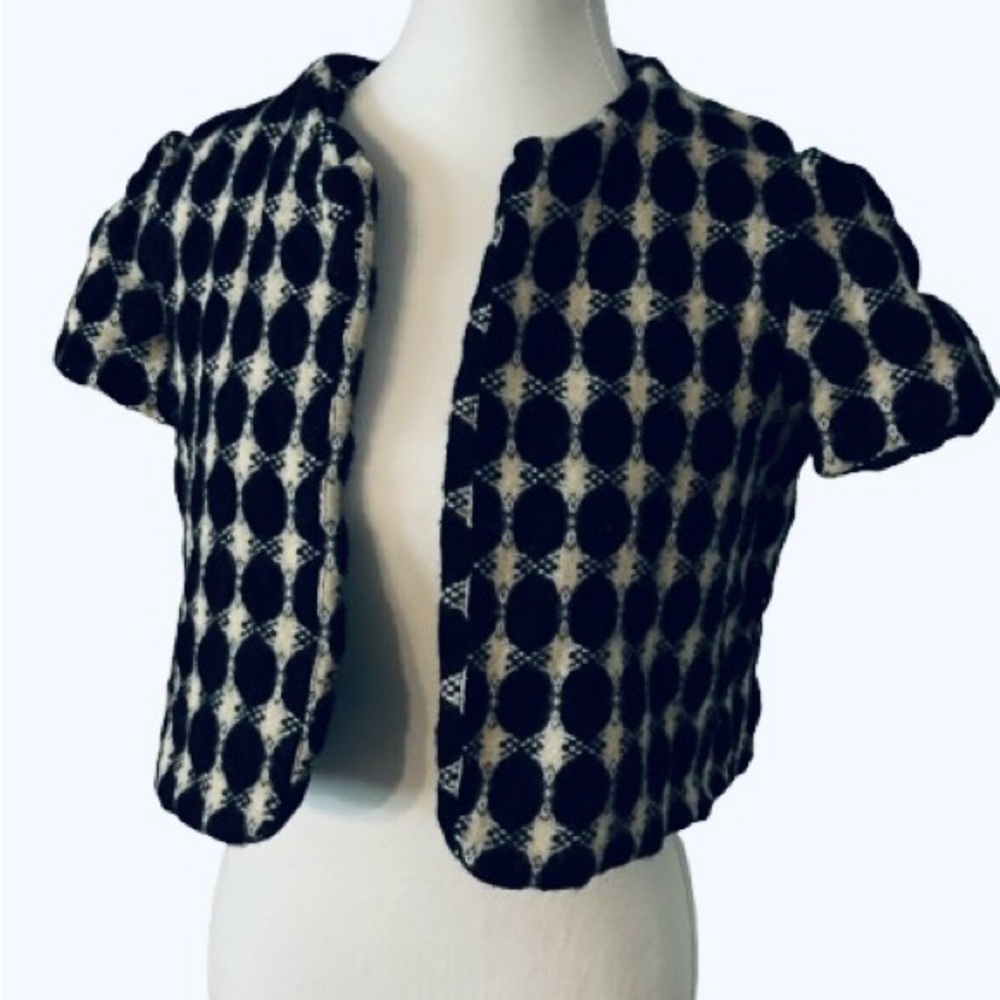 MOD Wool MICHAEL KORS Short Sleeve Crop Jacket Shrug Bolero Designer Medium
